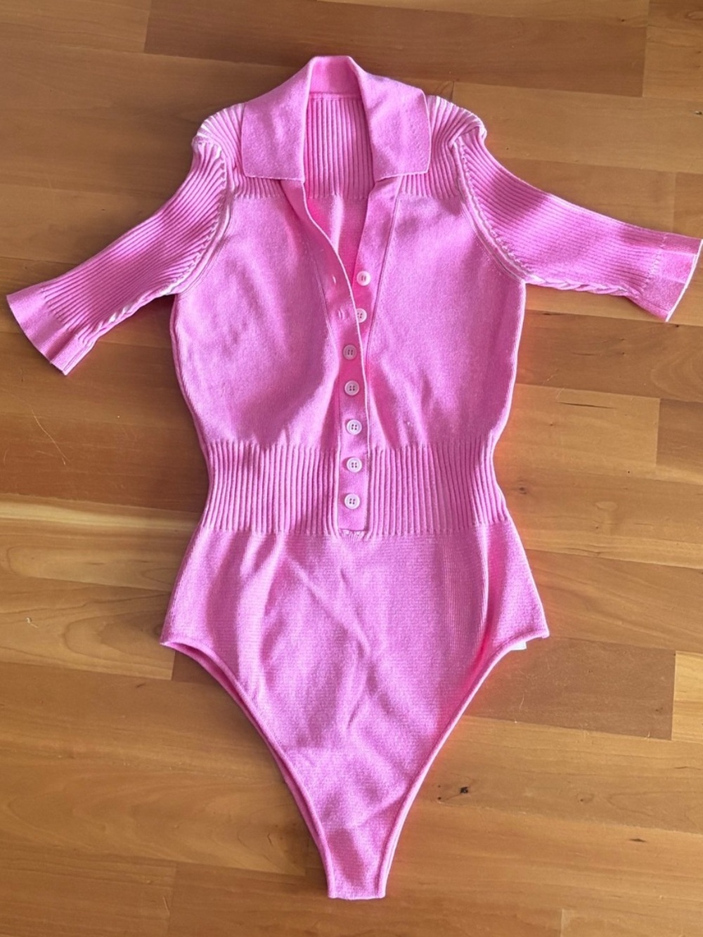 JACQUEMUS Le Splash Yauco Ribbed Plunge V-Neck Bodysuit FR 36 NWT